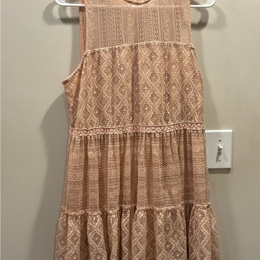 🔥 2/$10 3/12$ Altar'd State Lace large pink Mini Dress - Picture 2 of 7